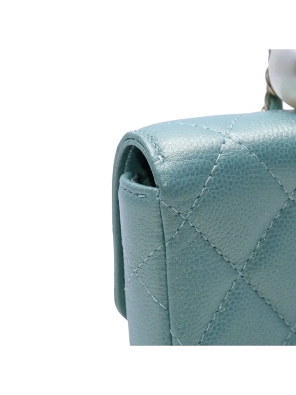 Chanel Quilted Chain Flap Coin Purse CC Logo Caviar Leather